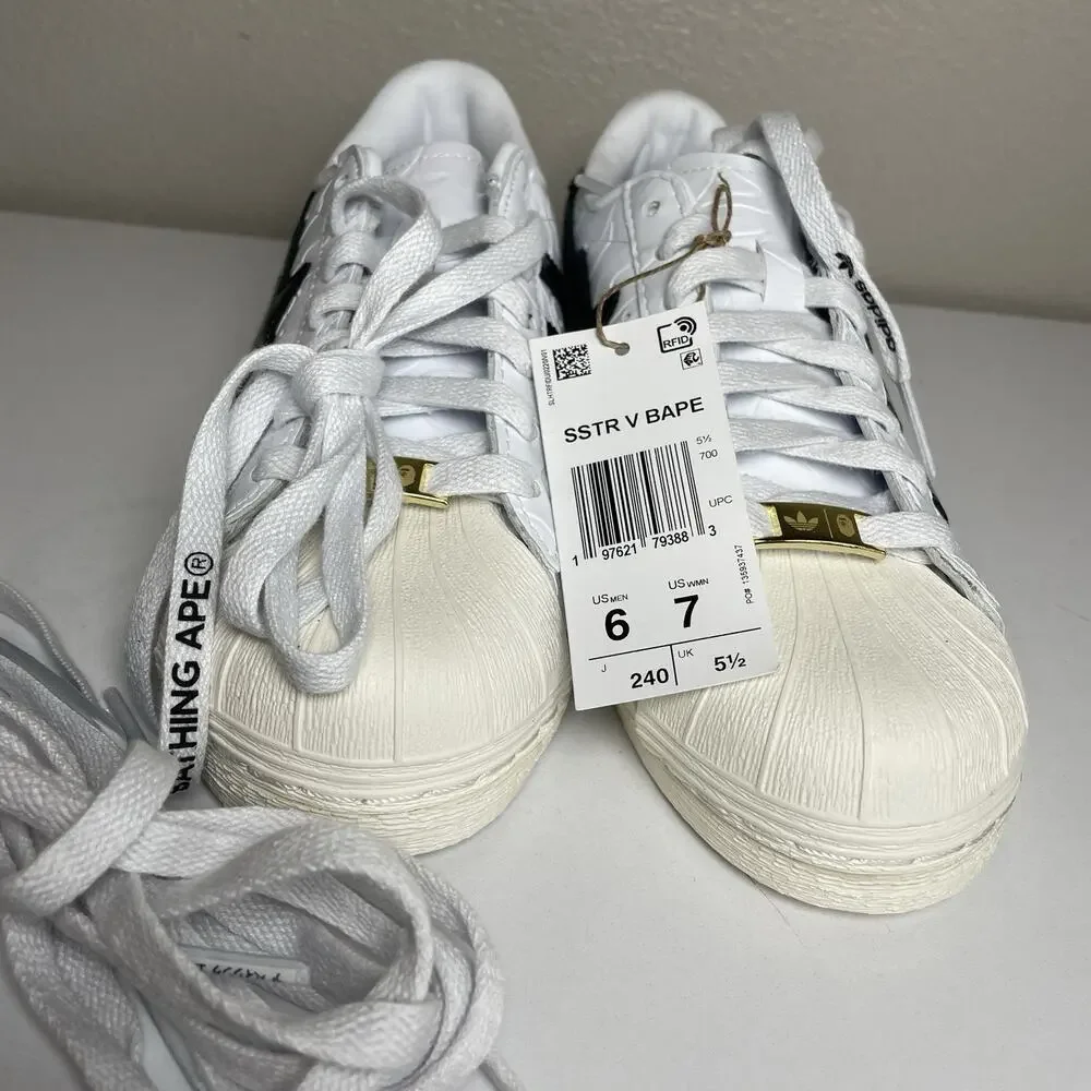 Bape X adidas Sz 6 Superstar Vintage Sneakers Classic Retro Originals Shoes Men